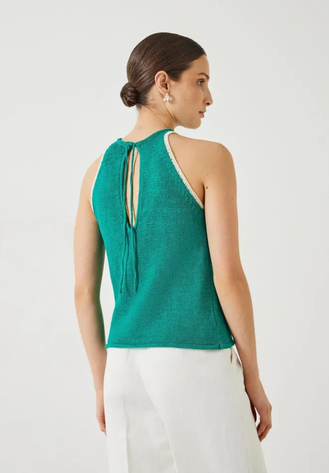 Hush Tops and Tshirts Women Keekee Contrast Stitch Knitted Vest Top Green