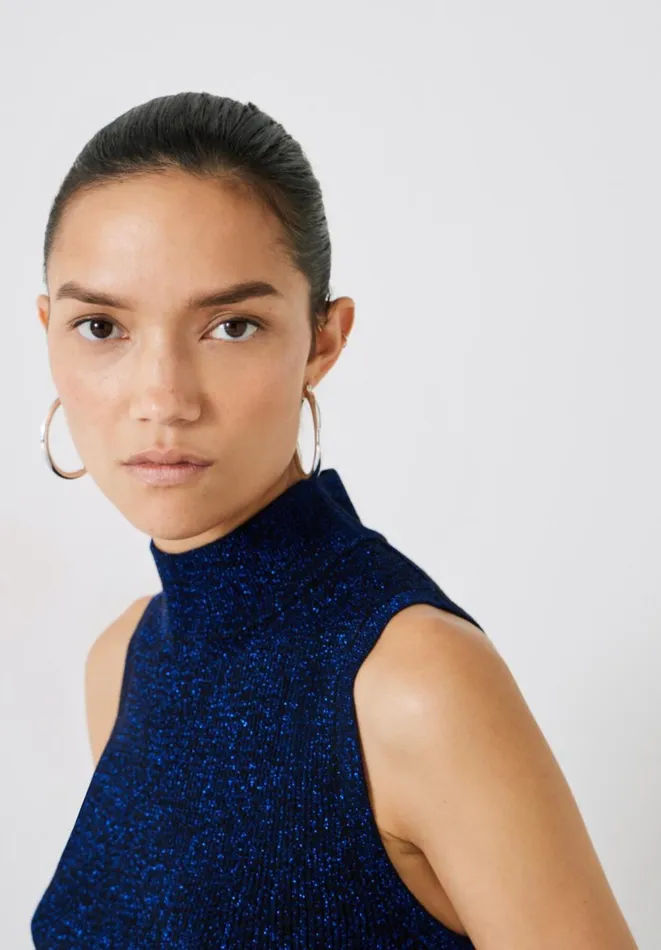 Hush Tops and Tshirts Women Kerrie Metallic Knitted Vest Midnight Navyblue Metallic Hush Tops and Tshirts Women Kerrie Metallic Knitted Vest Midnight Navyblue Metallic