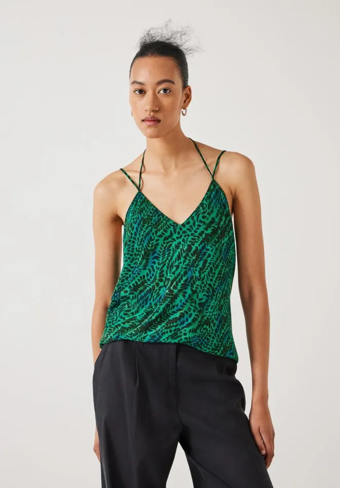 Hush Tops and Tshirts Women Lexi Relaxed Print Cami Watercolour Animal Green