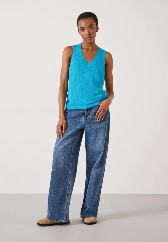 Hush Tops and Tshirts Women Marine Knitted Vest Electric Blue Metallic