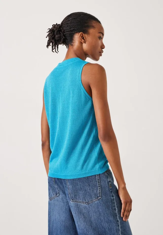 Hush Tops and Tshirts Women Marine Knitted Vest Electric Blue Metallic