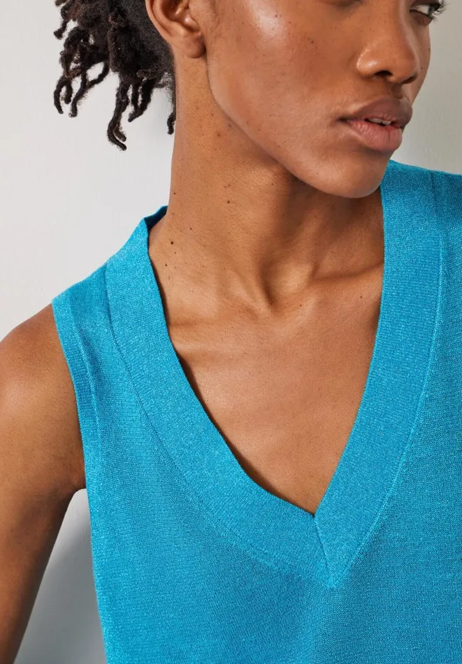 Hush Tops and Tshirts Women Marine Knitted Vest Electric Blue Metallic