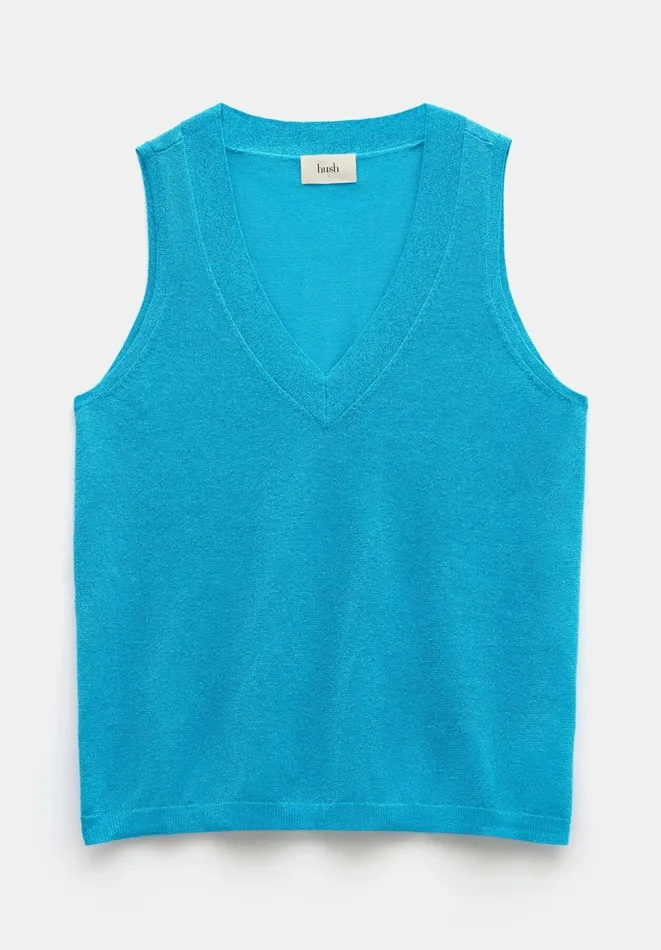 Hush Tops and Tshirts Women Marine Knitted Vest Electric Blue Metallic