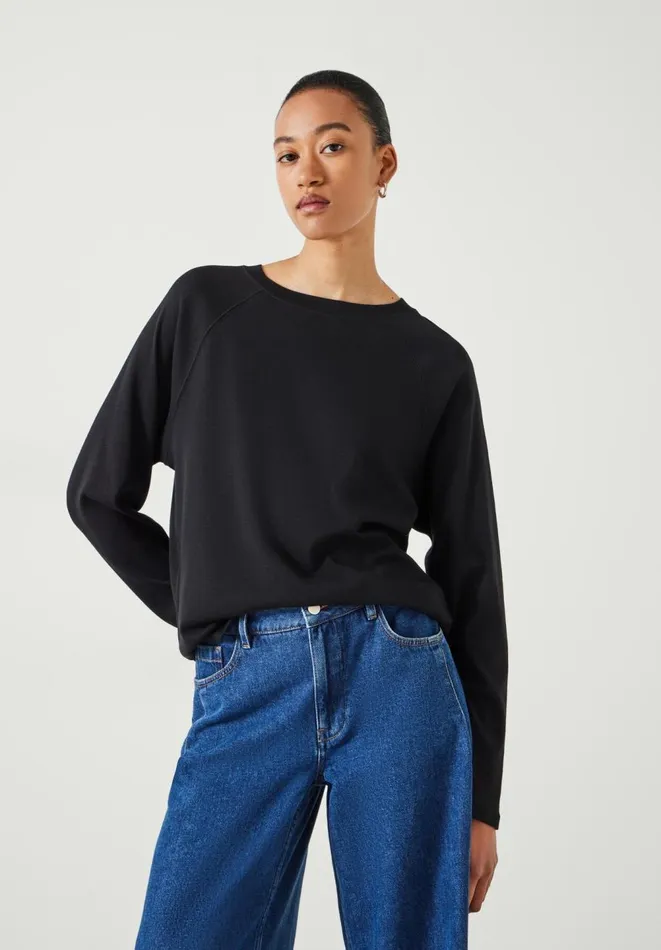 Hush Tops and Tshirts Women Matilda Cotton Raglan Top Black