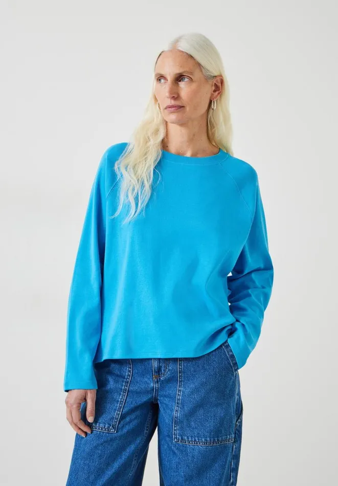 Hush Tops and Tshirts Women Matilda Cotton Raglan Top Ocean Blue