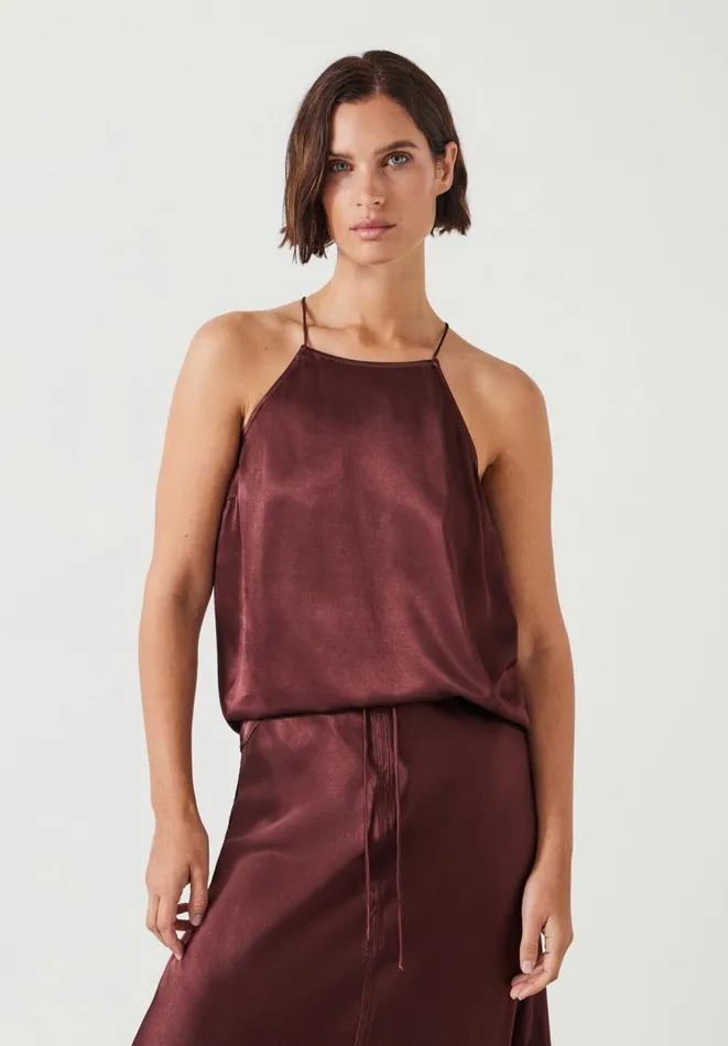 Hush Tops and Tshirts Women Medina Halter Top Chocolate Brown