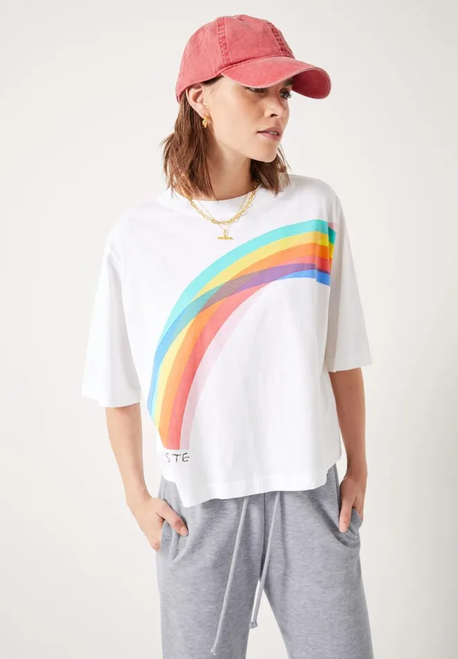 Hush Tops and Tshirts Women Rainbow L039artiste Graphic TShirt White
