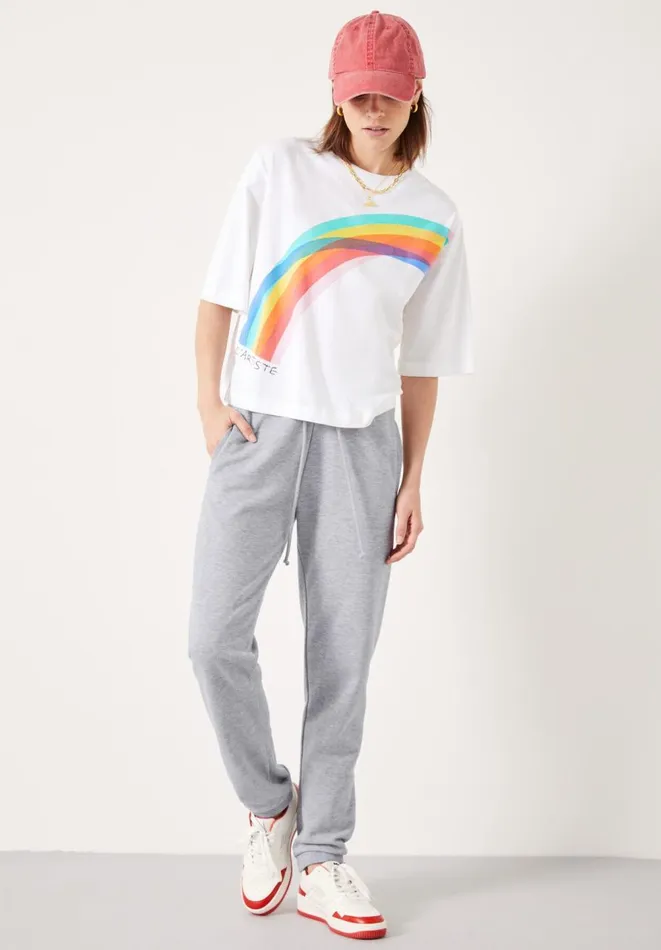 Hush Tops and Tshirts Women Rainbow L039artiste Graphic TShirt White