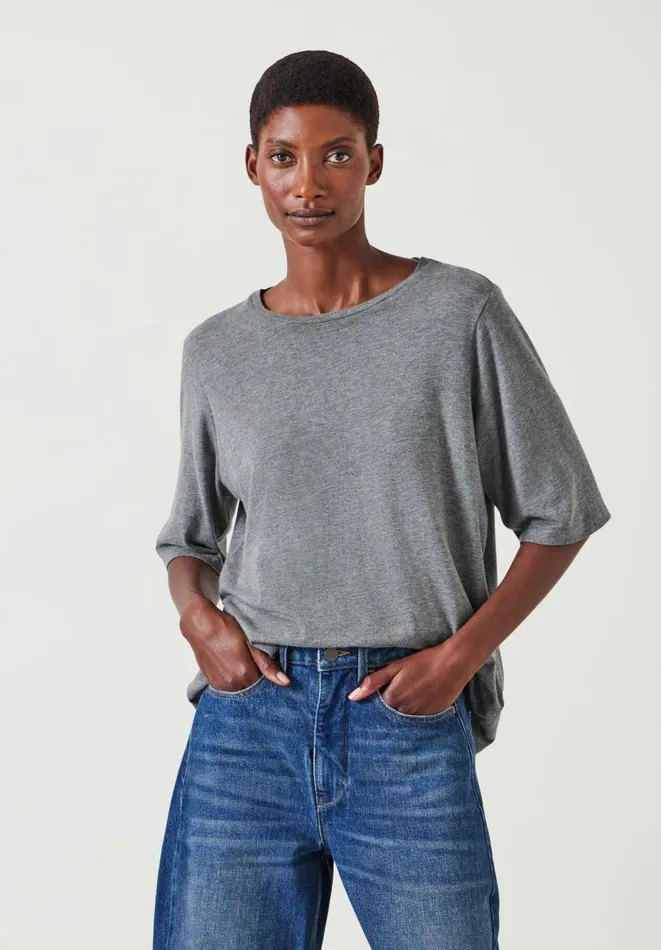 Hush Tops and Tshirts Women Reece Relaxed TShirt Mid Grey Marl
