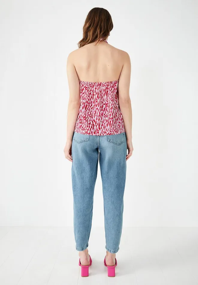 Hush Tops and Tshirts Women Ryn Knotted Halterneck Top Abstract Animal Ecrupink