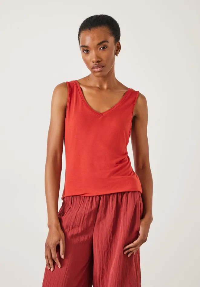 Hush Tops and Tshirts Women Sally VNeck Jersey Vest Top Deep Red