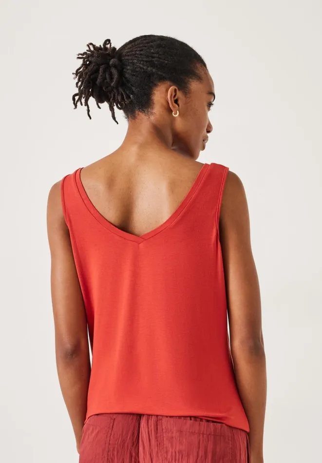 Hush Tops and Tshirts Women Sally VNeck Jersey Vest Top Deep Red