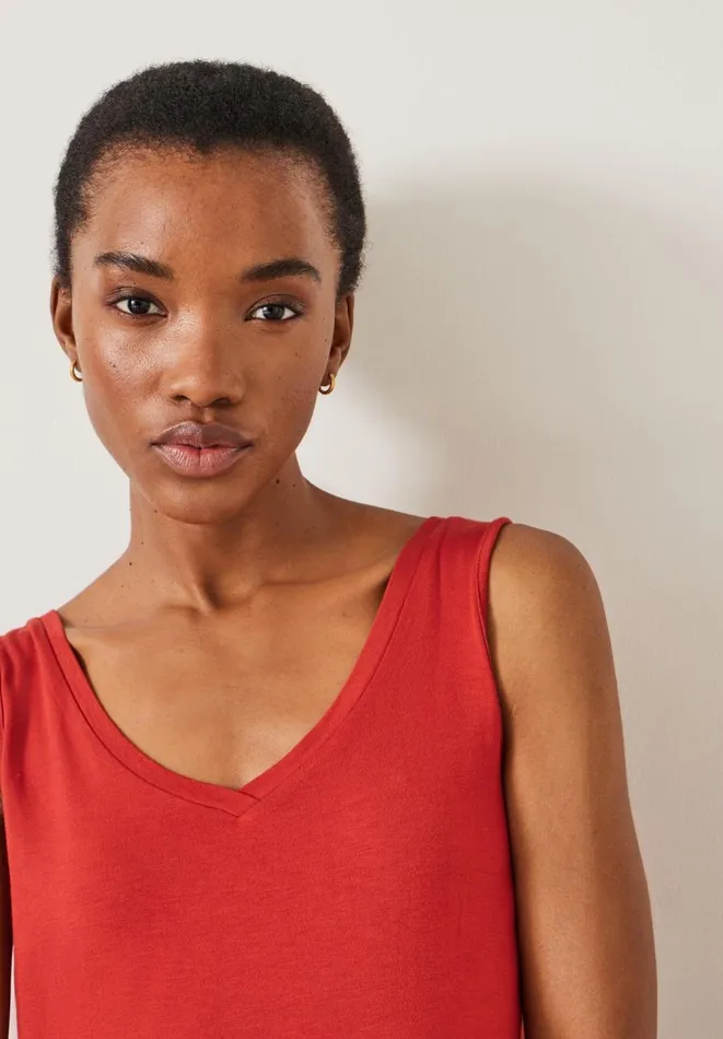 Hush Tops and Tshirts Women Sally VNeck Jersey Vest Top Deep Red