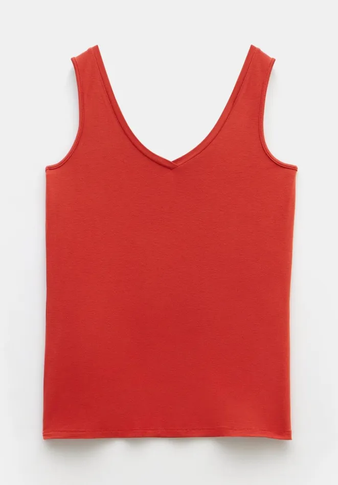 Hush Tops and Tshirts Women Sally VNeck Jersey Vest Top Deep Red