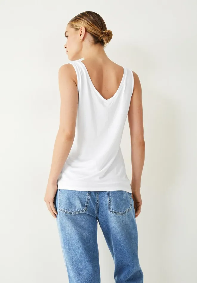 Hush Tops and Tshirts Women Sally VNeck Jersey Vest Top White