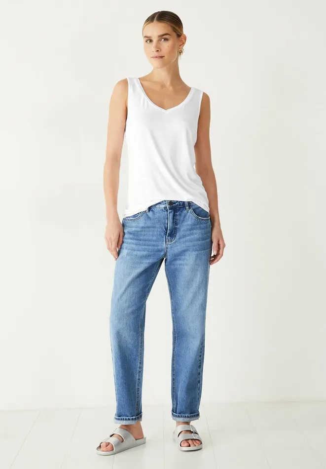 Hush Tops and Tshirts Women Sally VNeck Jersey Vest Top White