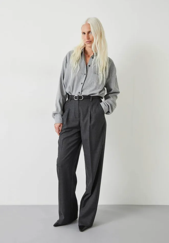 Hush Tops and Tshirts Women Sariyah Tailored Shirt Grey Marl Hush Tops and Tshirts Women Sariyah Tailored Shirt Grey Marl
