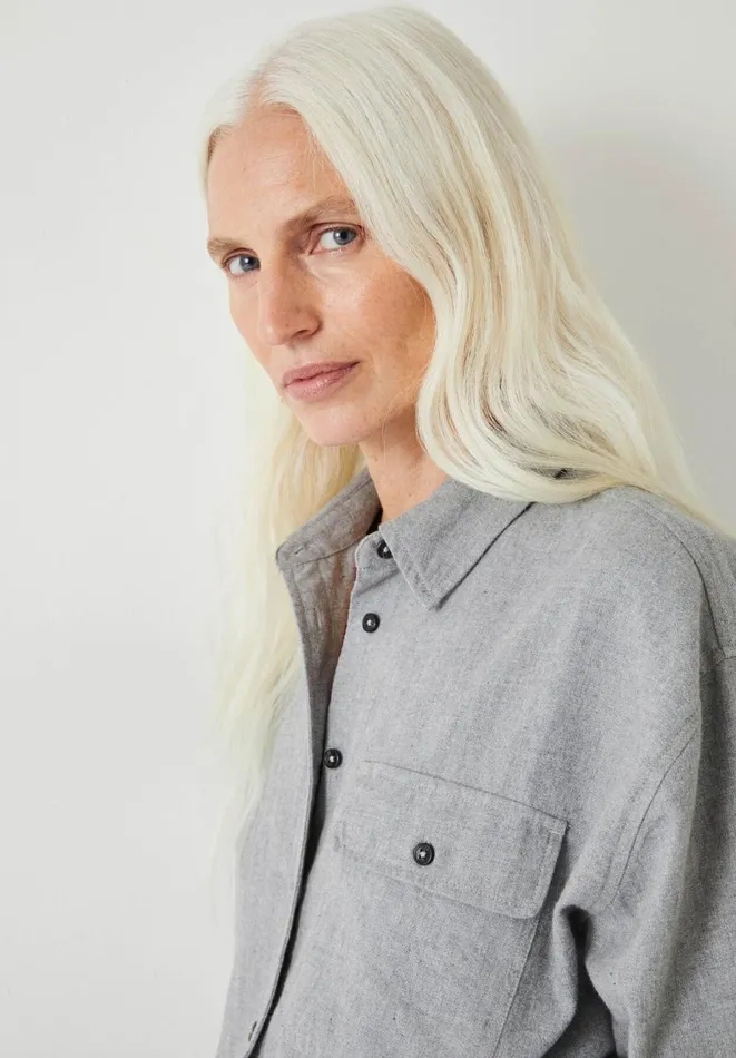 Hush Tops and Tshirts Women Sariyah Tailored Shirt Grey Marl Hush Tops and Tshirts Women Sariyah Tailored Shirt Grey Marl