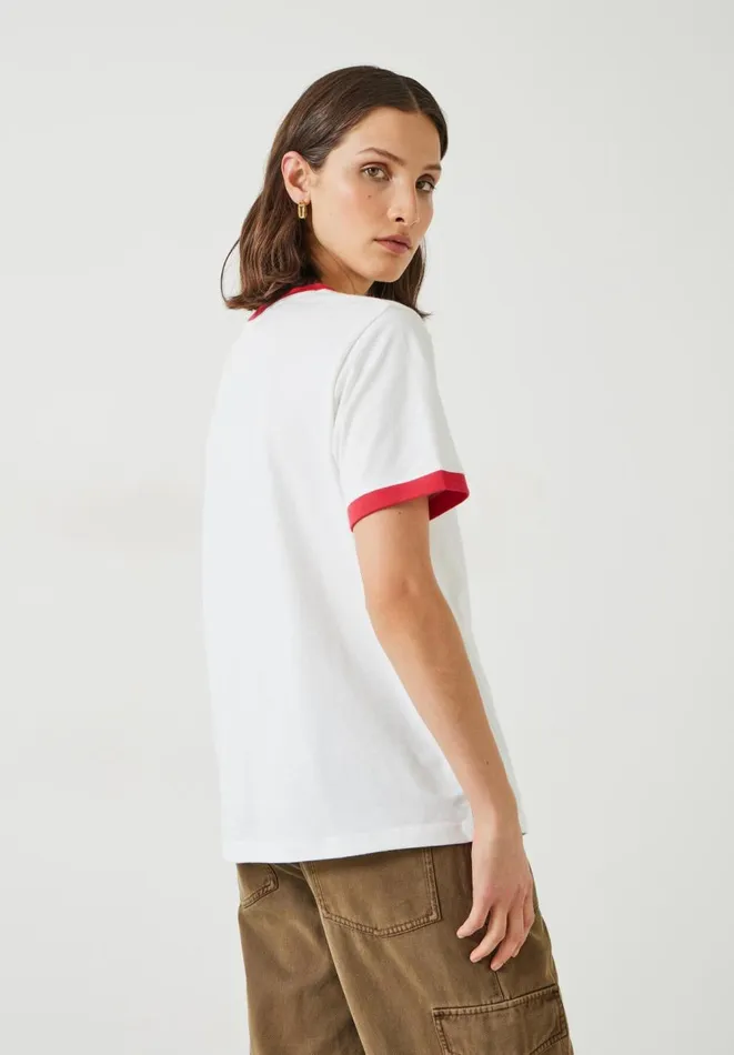 Hush Tops and Tshirts Women Shaan Star Ringer TShirt White Red Hush Tops and Tshirts Women Shaan Star Ringer TShirt White Red
