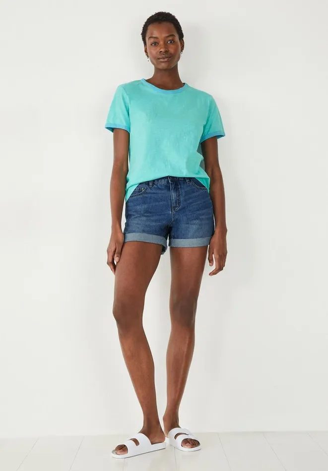 Hush Tops and Tshirts Women Tiera Contrast Trim TShirt Spearmint Ocean Hush Tops and Tshirts Women Tiera Contrast Trim TShirt Spearmint Ocean