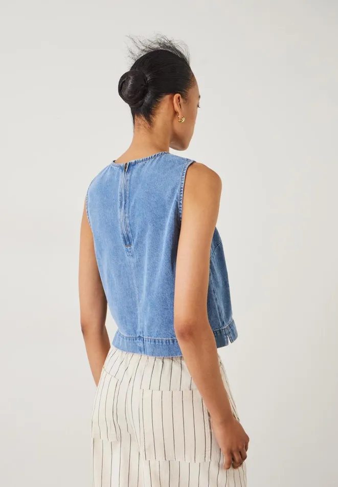 Hush Tops and Tshirts Women Valerie Denim Top Mid Authentic Wash Denim Hush Tops and Tshirts Women Valerie Denim Top Mid Authentic Wash Denim