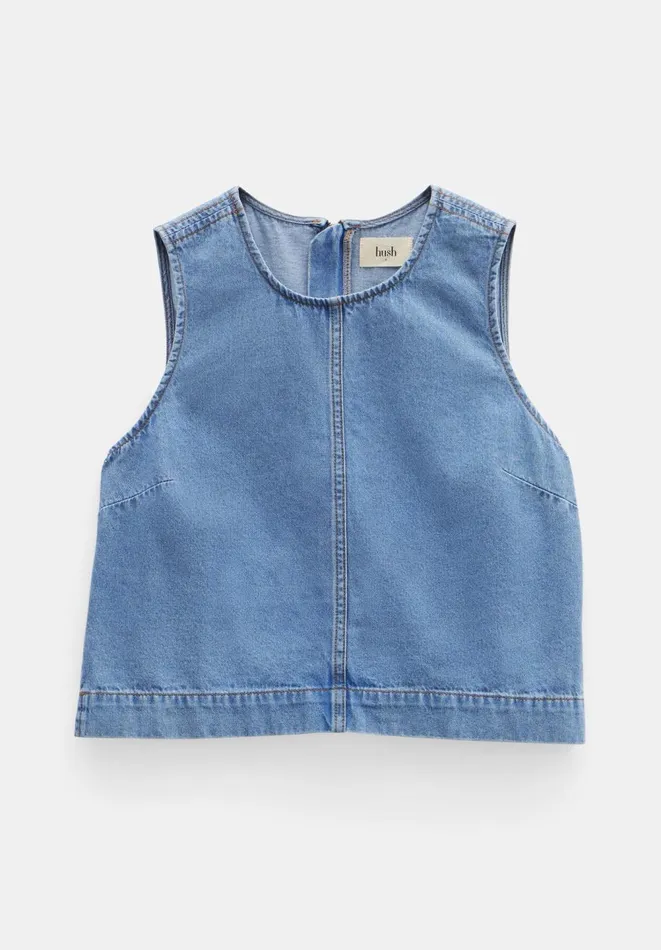 Hush Tops and Tshirts Women Valerie Denim Top Mid Authentic Wash Denim Hush Tops and Tshirts Women Valerie Denim Top Mid Authentic Wash Denim