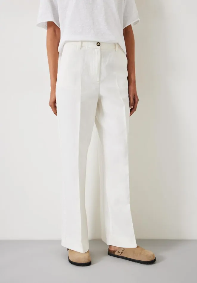 Hush Trousers Women Emily Cotton Wide Leg Trousers Ecru Hush Trousers Women Emily Cotton Wide Leg Trousers Ecru