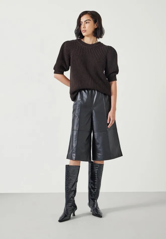 Hush Trousers Women Leather Bermuda Short Black