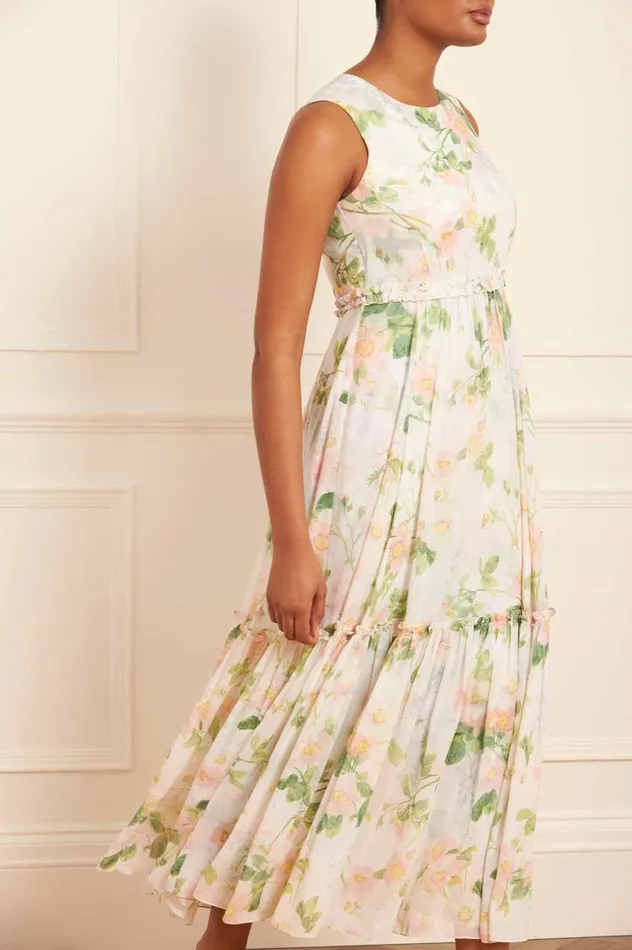 Immortal Rose Harper Chiffon Cape Ankle Gown Multi Women Needle and Thread Dresses