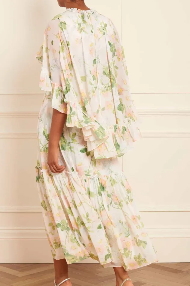 Immortal Rose Harper Chiffon Cape Ankle Gown Multi Women Needle and Thread Dresses