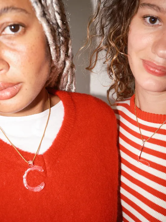 Initial Necklace Clear Jewelry Lisa Says Gah Women