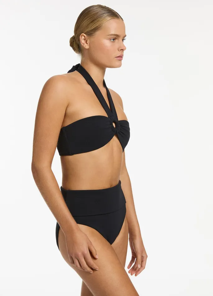 Isla Rib Bandeau Bikini Halter Top Black Women JETS Australia Bandeau Bikini Tops