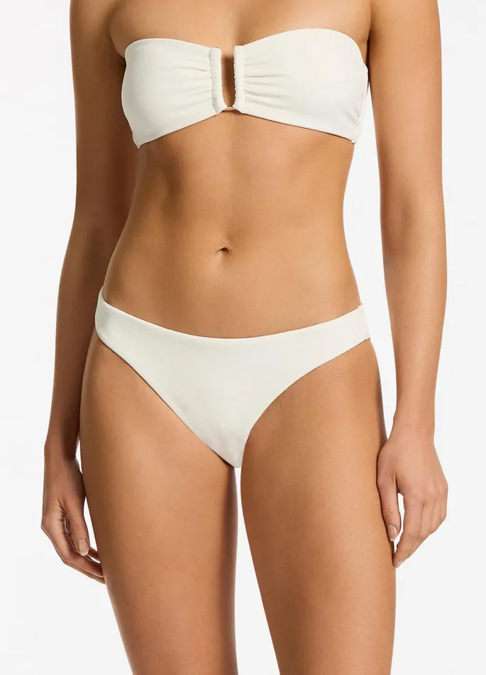 Isla Rib Hipster Bikini Bottom Cream Women JETS Australia Hipster Bikini Bottoms
