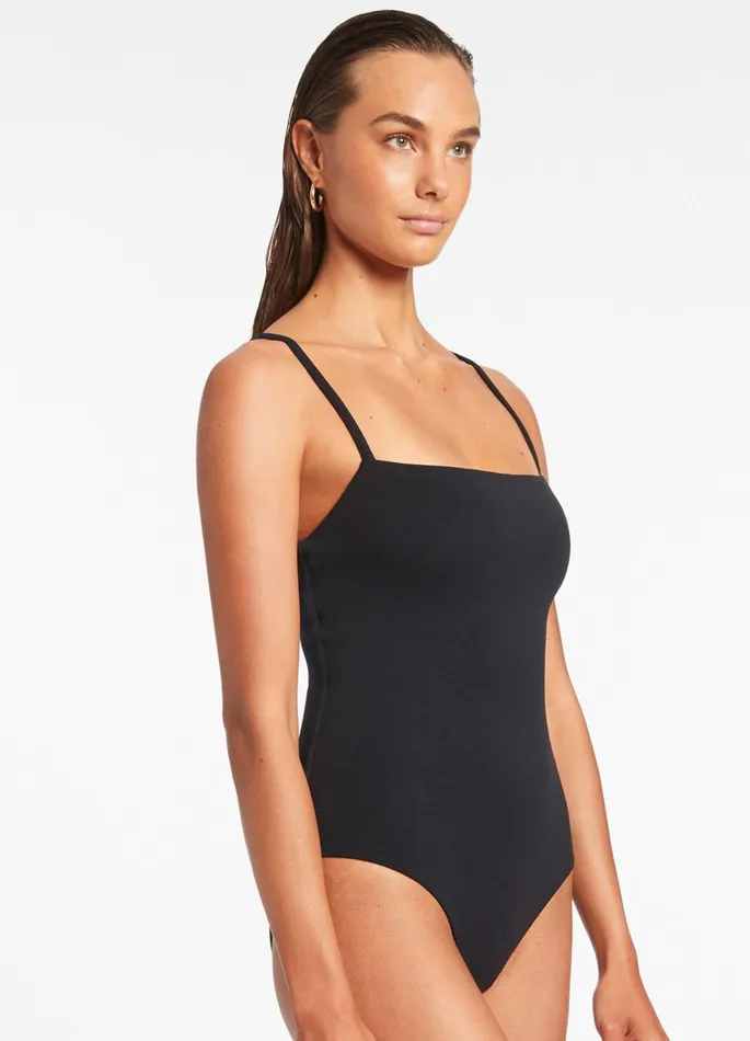Isla Rib Minimal Tank One Piece Black Women JETS Australia Tank One Piece