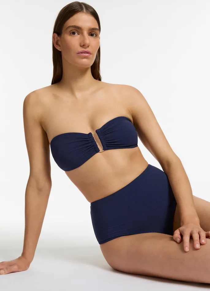 Isla Rib U Trim Bandeau Bikini Top Ink Women JETS Australia Bandeau Bikini Tops