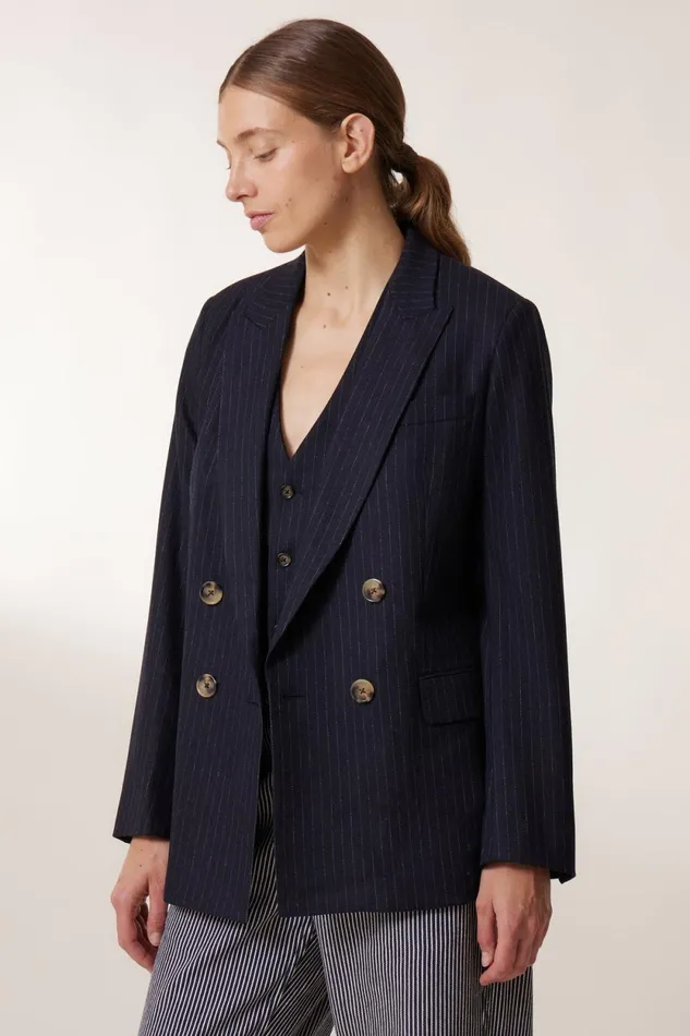 Jackets and Coats Women Leon and Harper Volverte Stripe Jacket Blackstripe