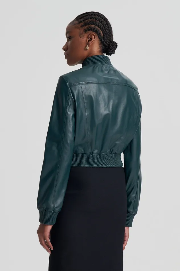 Jackets Scanlan Theodore Women LEATHER BOMBER DARKGREEN Jackets Scanlan Theodore Women LEATHER BOMBER DARKGREEN