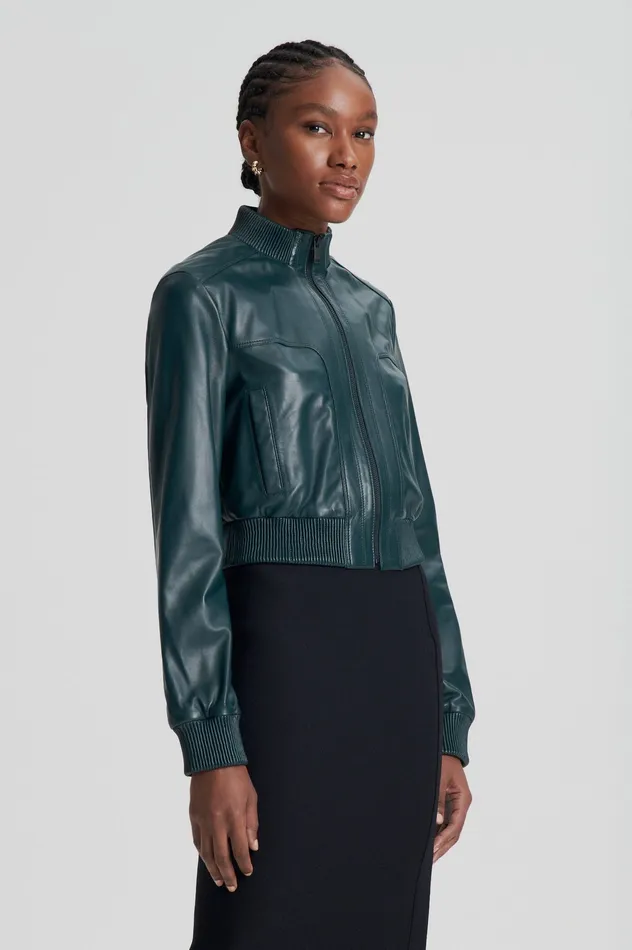 Jackets Scanlan Theodore Women LEATHER BOMBER DARKGREEN Jackets Scanlan Theodore Women LEATHER BOMBER DARKGREEN