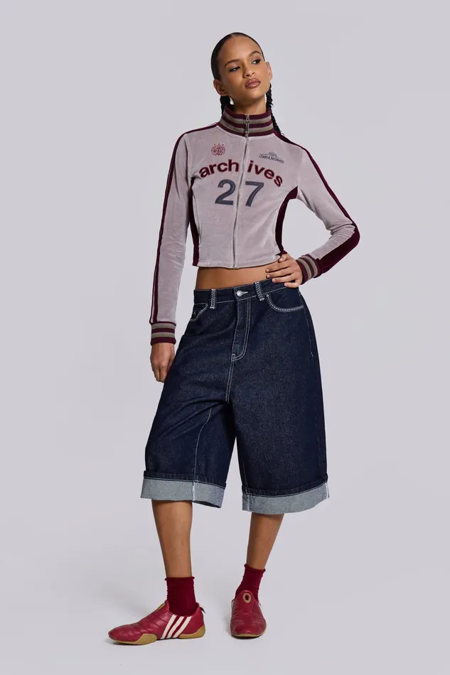 Jaded London Shop 27 Velour Track Top Women Outerwear Jaded London Shop 27 Velour Track Top Women Outerwear