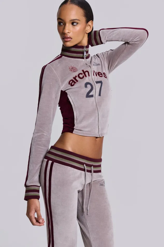 Jaded London Shop 27 Velour Track Top Women Outerwear Jaded London Shop 27 Velour Track Top Women Outerwear