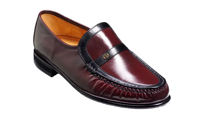 Jefferson 8211 Burgundy Black Kid Men Barker Shoes Mens Loafers