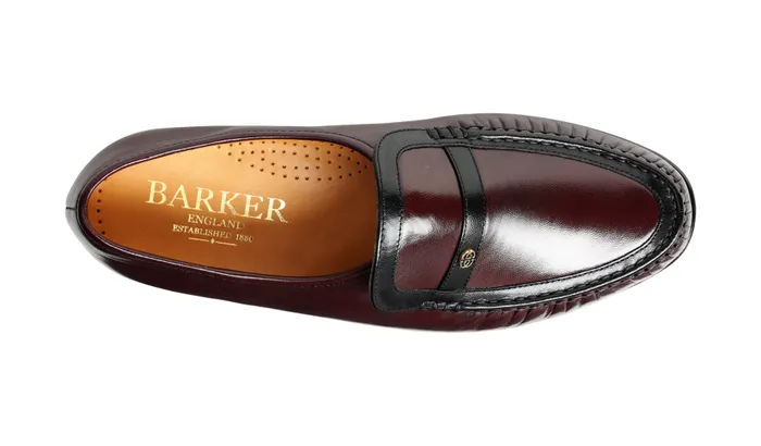 Jefferson 8211 Burgundy Black Kid Men Barker Shoes Mens Loafers