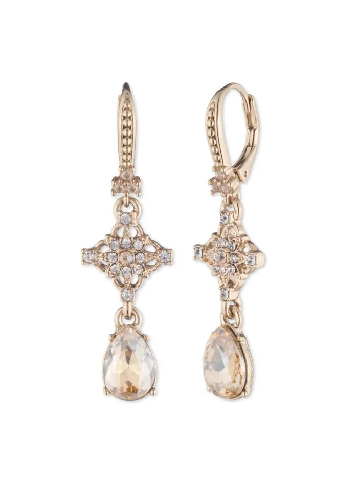 Jewelry Marchesa Earrings Gold Lace Stone Drop Earring Gold