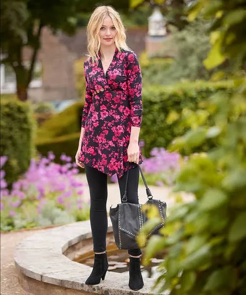 Joebrowns Button Detail Printed Jersey Tunic Top Black Apparel Tops Tunics and Blouses Joebrowns Button Detail Printed Jersey Tunic Top Black Apparel Tops Tunics and Blouses
