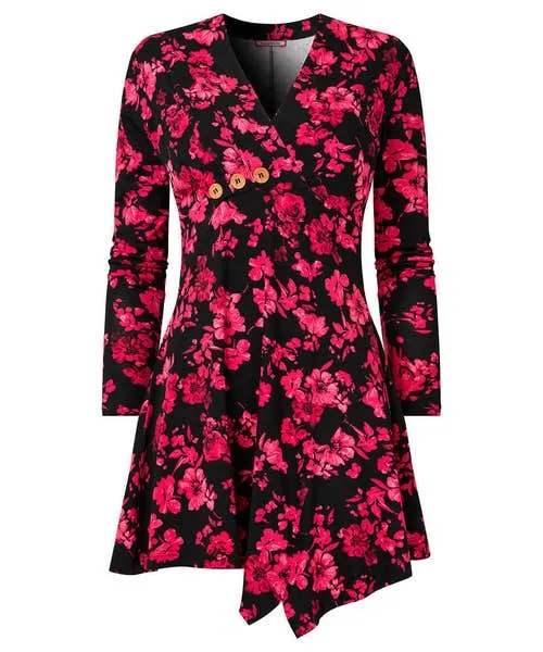 Joebrowns Button Detail Printed Jersey Tunic Top Black Apparel Tops Tunics and Blouses Joebrowns Button Detail Printed Jersey Tunic Top Black Apparel Tops Tunics and Blouses