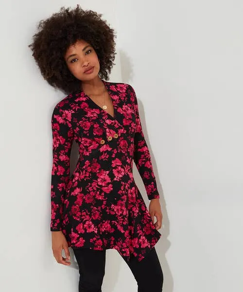 Joebrowns Button Detail Printed Jersey Tunic Top Black Apparel Tops Tunics and Blouses Joebrowns Button Detail Printed Jersey Tunic Top Black Apparel Tops Tunics and Blouses