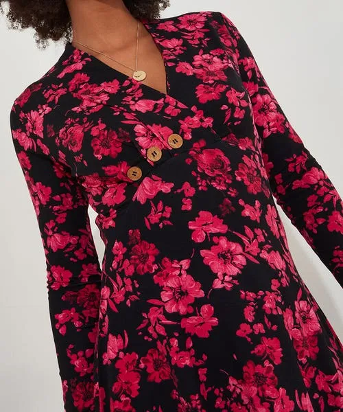 Joebrowns Button Detail Printed Jersey Tunic Top Black Apparel Tops Tunics and Blouses Joebrowns Button Detail Printed Jersey Tunic Top Black Apparel Tops Tunics and Blouses