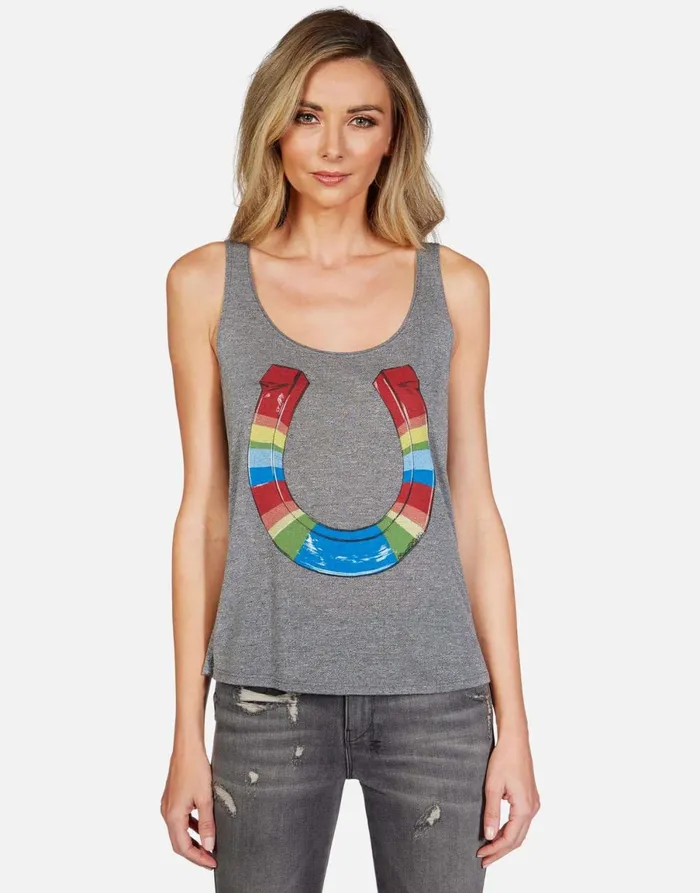 Julianna Rainbow Horseshoe Heather Grey Women039s Lauren Moshi Tanks