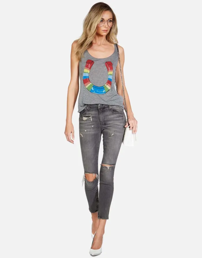 Julianna Rainbow Horseshoe Heather Grey Women039s Lauren Moshi Tanks