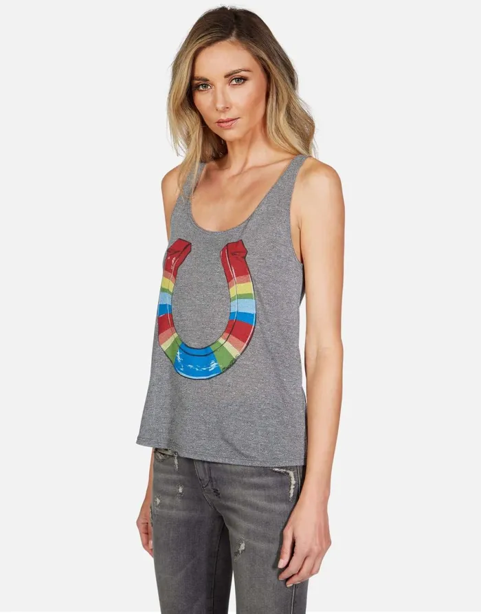 Julianna Rainbow Horseshoe Heather Grey Women039s Lauren Moshi Tanks